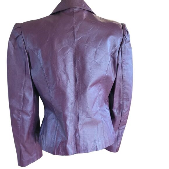 Wilson Burgundy Leather Blazer with Notched Lapels - Picture 5 of 7